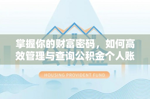 堆龙德庆掌握你的财富密码，如何高效管理与查询公积金个人账户信息